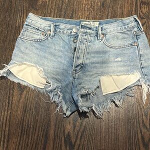 We The Free Light Blue Distressed Jean Shorts